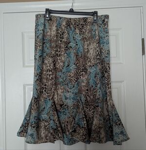 Southern Lady Brown and Blue Paisley Skirt